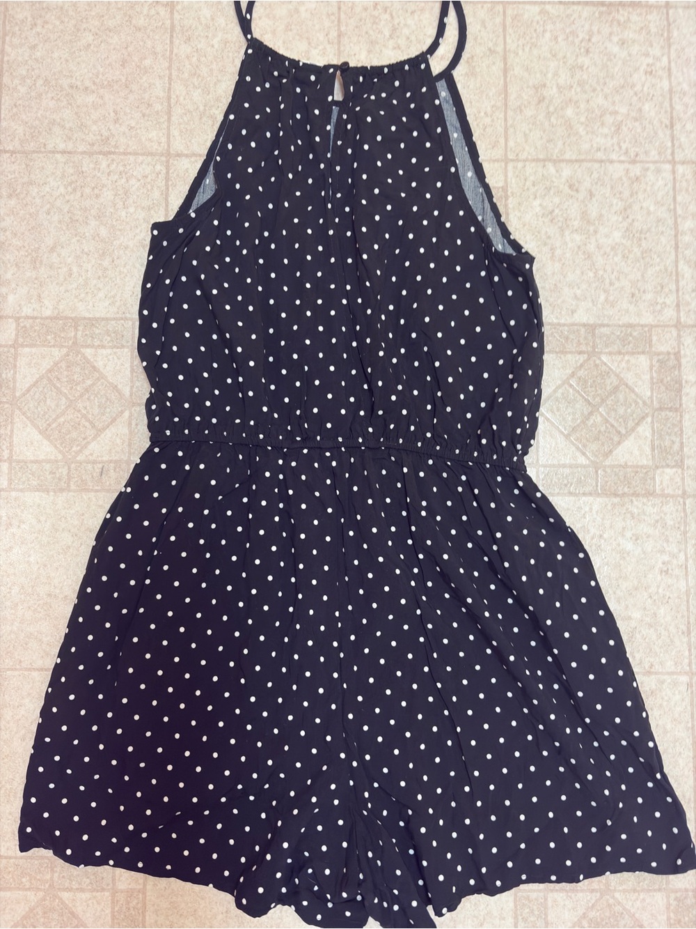 Old Navy Black & White Polka Dot Halter Romper Women’s Small Festival Wear - Picture 3 of 7